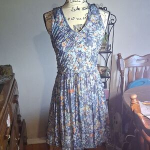 Anthropologie Weston Wear Floral Sleeveless Dress - Blue and Orange Size Medium